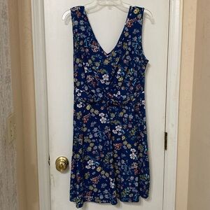 NWT Candie’s XL Blue Floral Warp Front Tank Dress